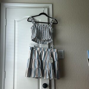 Blue & pink skirt w/crop top